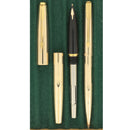 NEVER INKED 1972 PARKER 61 INSIGNIA CONVERTER FILLER 14K MED NIB FOUNTAIN PEN AND BALLPOINT PEN SET OFFERED BY ANTIQUE DIGGER