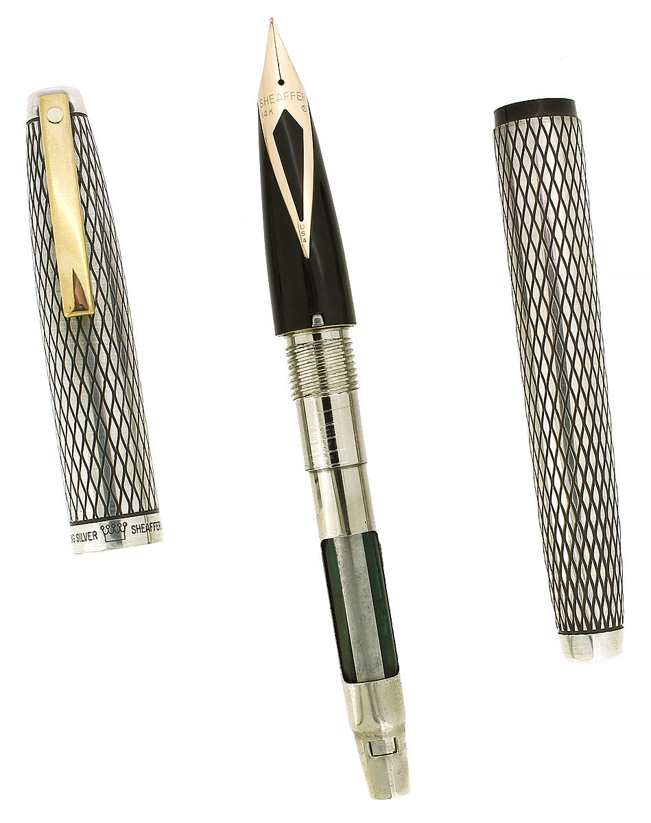 Sheaffer Silver CIRCA 1972 SHEAFFER STERLING SILVER IMPERIAL 14K FINE NIB FOUNTAIN PEN