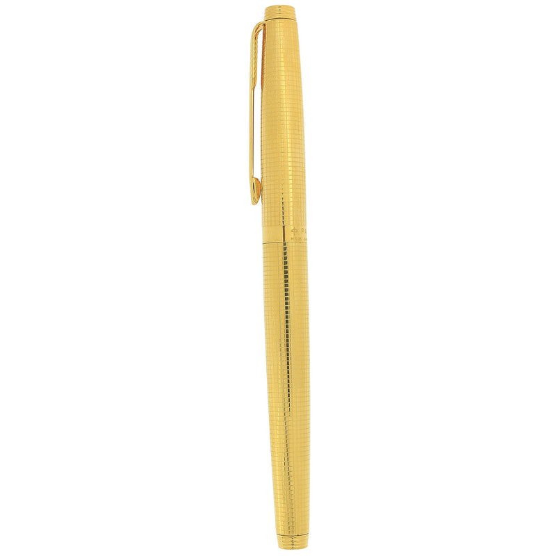 1973 PARKER 75 INSIGNIA 14K GOLD FILLED 14K MED NIB FOUNTAIN PEN NEW I