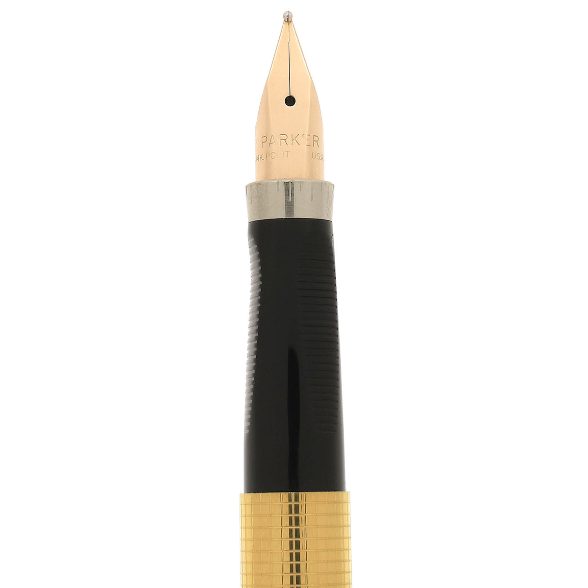 1973 PARKER 75 INSIGNIA 14K GOLD FILLED 14K MED NIB FOUNTAIN PEN NEW I