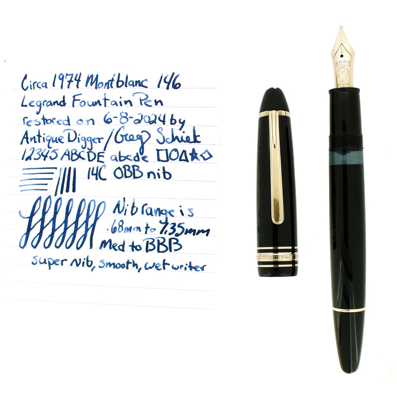 C1974 MONTBLANC MEISTERSTUCK N° 146 OBB 14C NIB FOUNTAIN PEN RESTORED