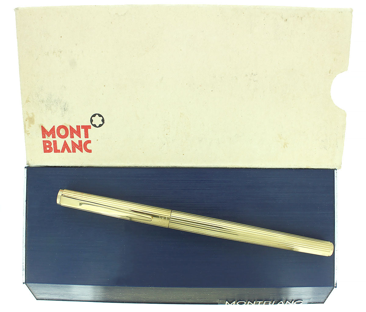 CIRCA 1976 MONTBLANC NOBLESSE 23K GOLD PLATED FOUNTAIN PEN W/14K OB NI