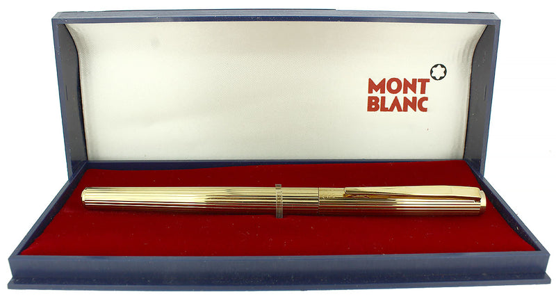 CIRCA 1976 MONTBLANC NOBLESSE 23K GOLD PLATED FOUNTAIN PEN W/14K OB NIB MINT NEVER INKED OFFERED BY ANTIQUE DIGGER