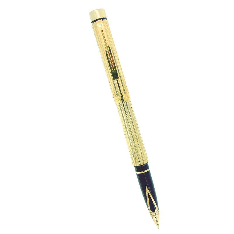 C1976 SHEAFFER TARGA CLASSIC CHEQUERED PATTERN 14K FINE NIB FOUNTAIN PEN OFFERED BY ANTIQUE DIGGER