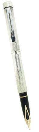 CIRCA 1976 SHEAFFER TARGA STERLING FLUTED 14K MED NIB FOUNTAIN PEN NEVER INKED OFFERED BY ANTIQUE DIGGER
