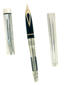 CIRCA 1976 SHEAFFER TARGA STERLING FLUTED 14K MED NIB FOUNTAIN PEN NEVER INKED OFFERED BY ANTIQUE DIGGER