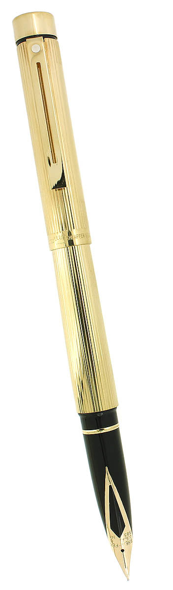 CIRCA 1976 SHEAFFER TARGA 23K GOLD FLUTED FINE NIB FOUNTAIN PEN NEVER INKED OFFERED BY ANTIQUE DIGGER