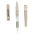 1978 JAPAN MYU-REX STEEL RED TRIM FINE NIB FOUNTAIN PEN STICKERED NEW OLD STOCK OFFERED BY ANTIQUE DIGGER