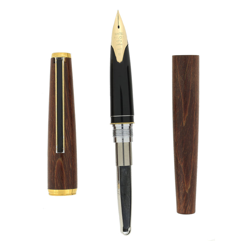 1979 JAPAN PILOT CUSTOM MAPLE WOOD 18K FINE NIB FOUNTAIN PEN SERVICED