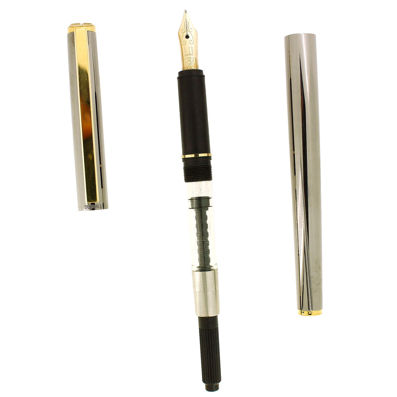 C1980 DUNHILL GEMLINE BY MONTBLANC GUNMETAL FINISH 14K MED NIB FOUNTAIN PEN BOXED OFFERED BY ANTIQUE DIGGER