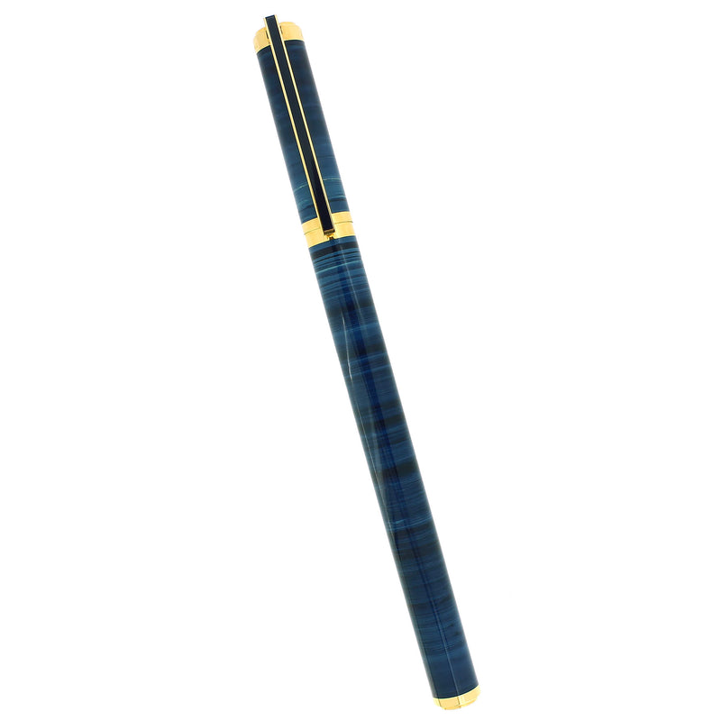C1989 S.T. DUPONT LAQUE DE CHINE OCEAN BLUE PATTERN 18K MED NIB FOUNTAIN PEN MINT OFFERED BY ANTIQUE DIGGER