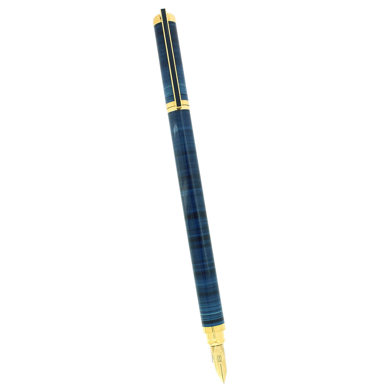 C1989 S.T. DUPONT LAQUE DE CHINE OCEAN BLUE PATTERN 18K MED NIB FOUNTAIN PEN MINT OFFERED BY ANTIQUE DIGGER