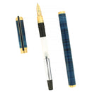 C1989 S.T. DUPONT LAQUE DE CHINE OCEAN BLUE PATTERN 18K MED NIB FOUNTAIN PEN MINT OFFERED BY ANTIQUE DIGGER