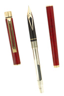 C1982 SHEAFFER TARGA SLIMLINE MODEL 1034S RED RONCE 14K MEDIUM NIB FOUNTAIN PEN NEVER INKED OFFERED BY ANTIQUE DIGGER