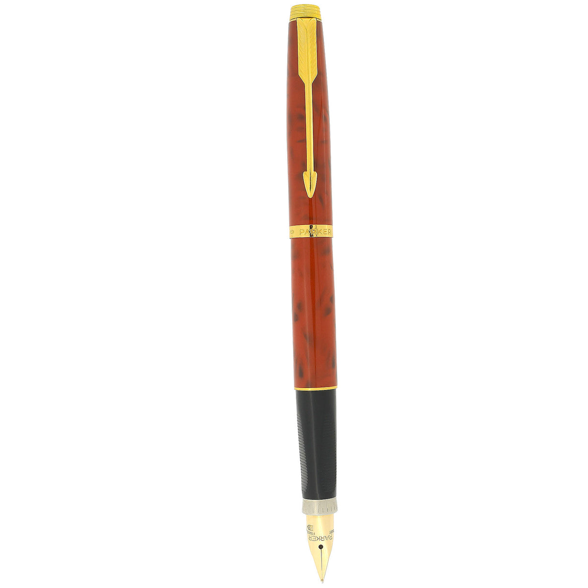1983 PARKER 75 JASPER RED QUARTZ LACQUER 14K FINE NIB FOUNTAIN PEN NEV