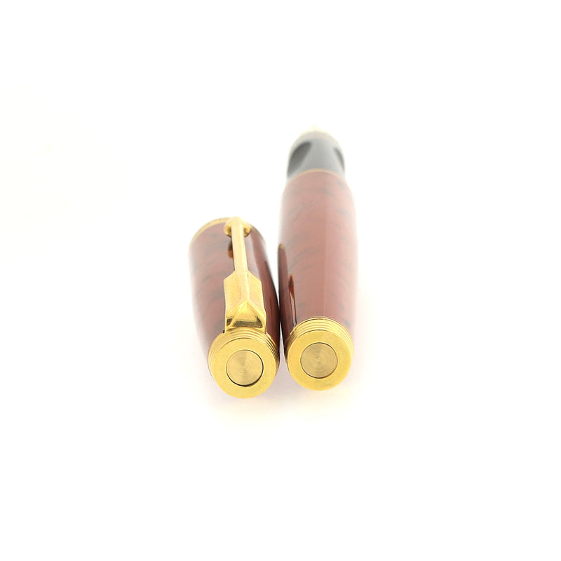 1983 PARKER 75 JASPER RED QUARTZ LACQUER 14K FINE NIB FOUNTAIN PEN NEV