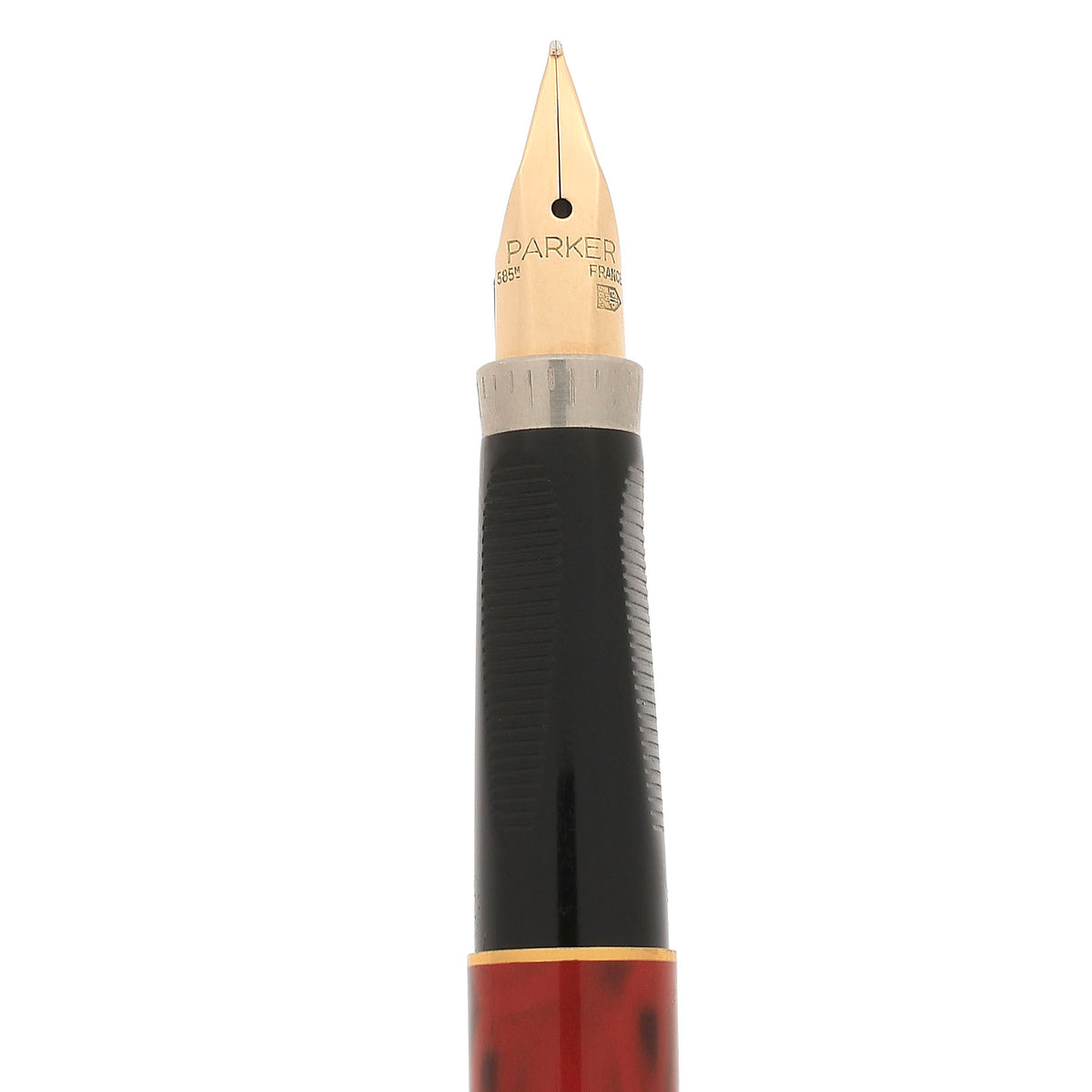 1983 PARKER 75 JASPER RED QUARTZ LACQUER 14K FINE NIB FOUNTAIN PEN NEV