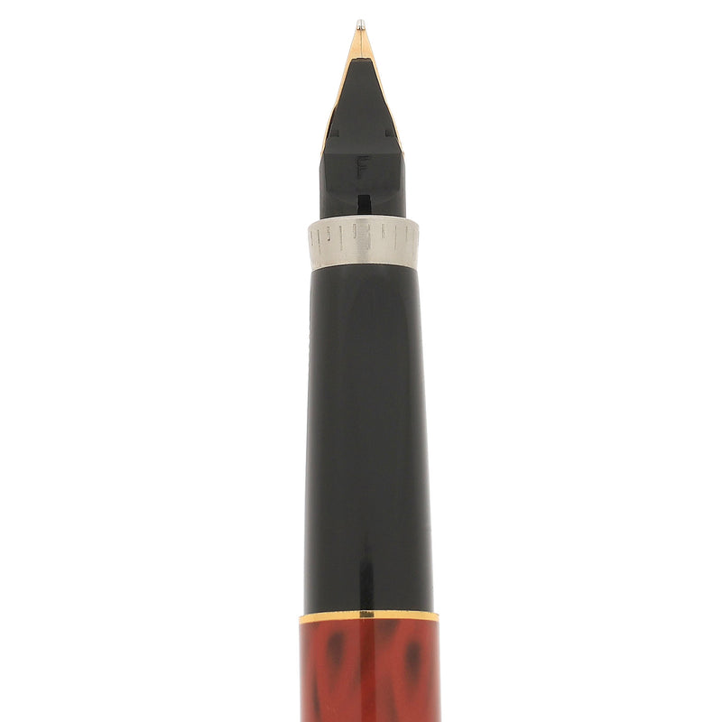 1983 PARKER 75 JASPER RED QUARTZ LACQUER 14K FINE NIB FOUNTAIN PEN NEV