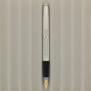 SCARCE 1983 PARKER 75 SILVER PLATED PERLE 14K FINE NIB FOUNTAIN PEN NEVER INKED OFFERED BY ANTIQUE DIGGER