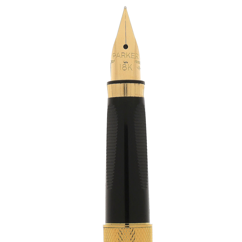 1983 PARKER PREMIER 22K GOLD PLATE GRAIN D'ORGE 18K MEDIUM NIB FOUNTAI