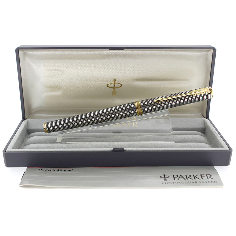 1983 PARKER PREMIER STERLING SILVER CISELE FOUNTAIN PEN NEVER INKED OFFERED BY ANTIQUE DIGGER