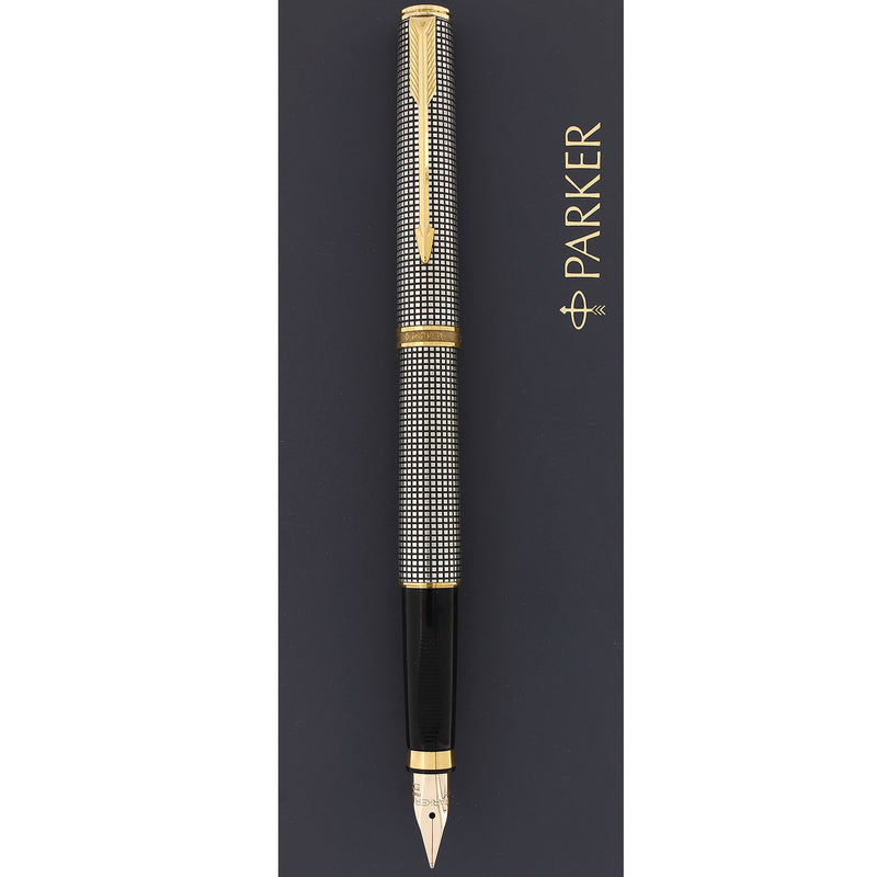 1983 PARKER PREMIER STERLING SILVER CISELE FOUNTAIN PEN NEVER INKED OFFERED BY ANTIQUE DIGGER