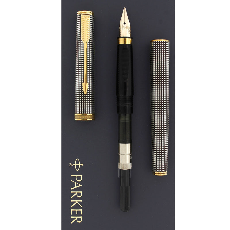 1983 PARKER PREMIER STERLING SILVER CISELE FOUNTAIN PEN NEVER INKED OFFERED BY ANTIQUE DIGGER