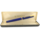 1984 PARKER 75 LAPIS LAZULI 14K MEDIUM NIB FOUNTAIN PEN NEVER INKED OFFERED BY ANTIQUE DIGGER