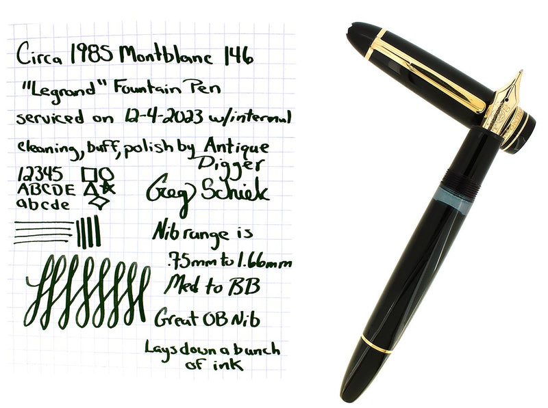 C1985 MONTBLANC MEISTERSTUCK N° 146 OB NIB FOUNTAIN PEN SERVICED OFFERED BY ANTIQUE DIGGER