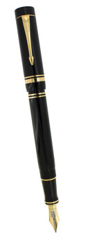 1987 PARKER 1ST YEAR DUOFOLD CENTENNIAL JET BLACK 18K MED NIB FOUNTAIN PEN OFFERED BY ANTIQUE DIGGER