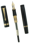 1987 PARKER 1ST YEAR DUOFOLD CENTENNIAL JET BLACK 18K MED NIB FOUNTAIN PEN OFFERED BY ANTIQUE DIGGER