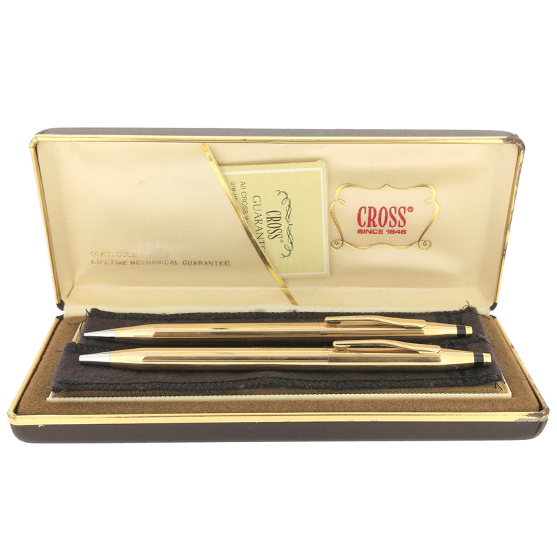 CIRCA 1980S CROSS CENTURY 14K SOLID GOLD BALLPOINT PEN & PENCIL SET MI