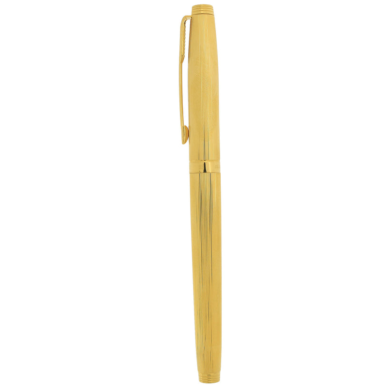 1989 PARKER 75 MILLERAIES 22K GOLD PLATE 18K FINE NIB FOUNTAIN PEN NEW