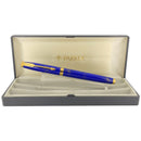 1989 PARKER 75 GOLD SPECKLED LAPIS LAZULI FOUNTAIN PEN 14K BROAD NIB NEVER INKED OFFERED BY ANTIQUE DIGGER