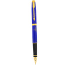 1989 PARKER 75 GOLD SPECKLED LAPIS LAZULI FOUNTAIN PEN 14K BROAD NIB NEVER INKED OFFERED BY ANTIQUE DIGGER