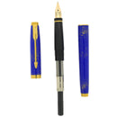 1989 PARKER 75 GOLD SPECKLED LAPIS LAZULI FOUNTAIN PEN 14K BROAD NIB NEVER INKED OFFERED BY ANTIQUE DIGGER