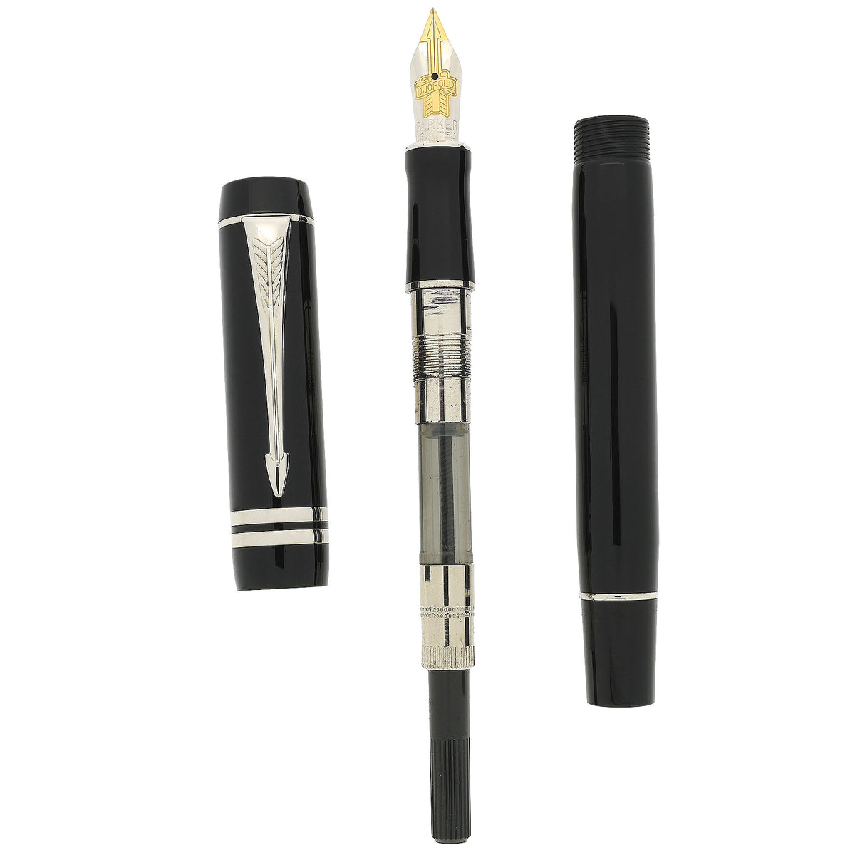 1999 PARKER JET BLACK DUOFOLD INTERNATIONAL W/PALLADIUM TRIM 18K FINE