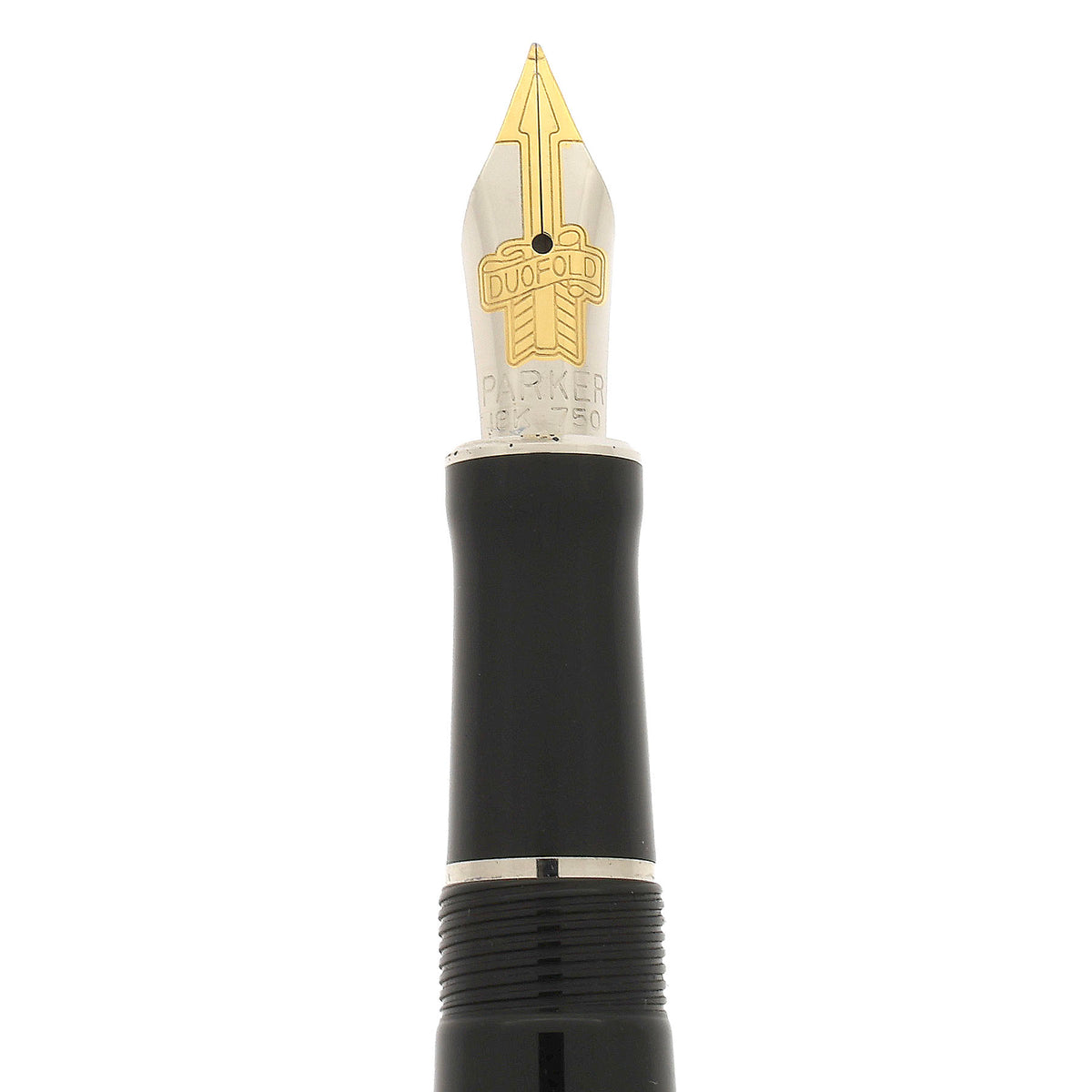 1999 PARKER JET BLACK DUOFOLD INTERNATIONAL W/PALLADIUM TRIM 18K FINE
