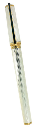 CIRCA 1989 S.T. DUPONT MONTPARNASSE GODRON PATTERN 18K MED NIB FOUNTAIN PEN OFFERED BY ANTIQUE DIGGER