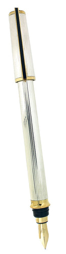 CIRCA 1989 S.T. DUPONT MONTPARNASSE GODRON PATTERN 18K MED NIB FOUNTAIN PEN OFFERED BY ANTIQUE DIGGER