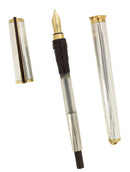 CIRCA 1989 S.T. DUPONT MONTPARNASSE GODRON PATTERN 18K MED NIB FOUNTAIN PEN OFFERED BY ANTIQUE DIGGER