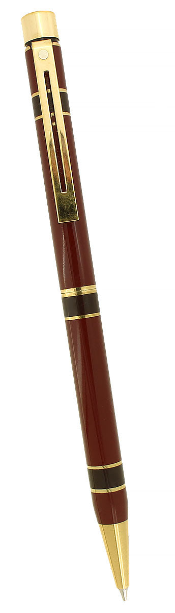 C1989 SHEAFFER TARGA CLASSIC PRESTIGE BURGUNDY LAQUE GOLD TRIM BALLPOINT PEN MINT OFFERED BY ANTIQUE DIGGER