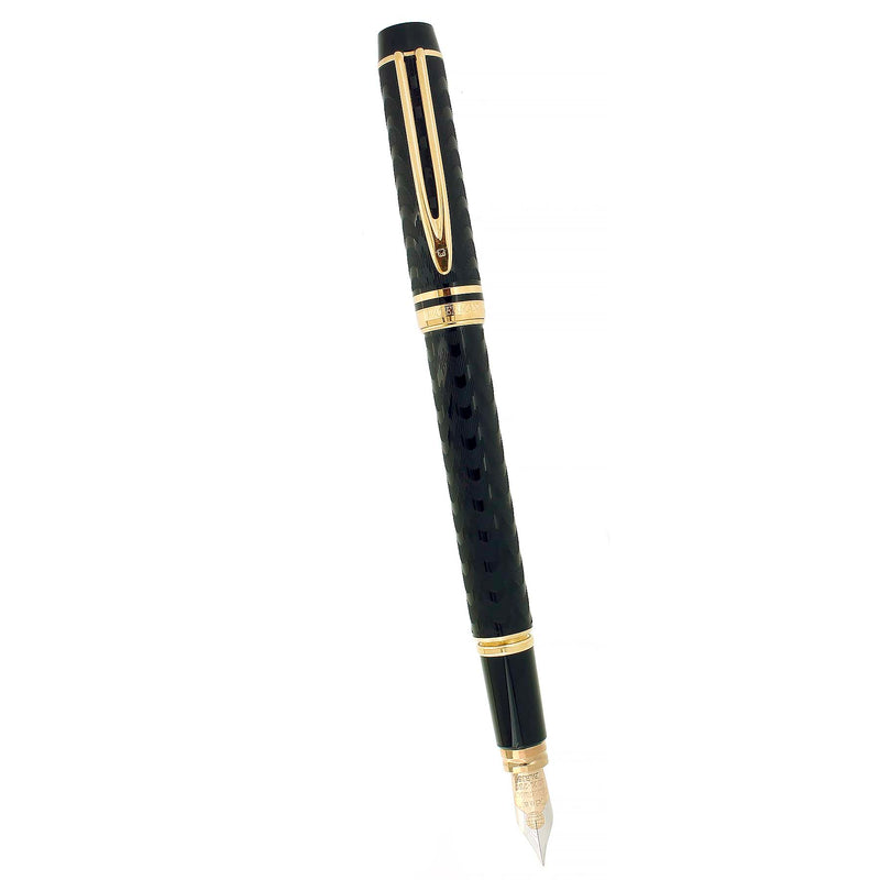 CIRCA 1991 WATERMAN OPERA BLACK CHASED 18K MED NIB FOUNTAIN PEN NEW OLD STOCK OFFERED BY ANTIQUE DIGGER