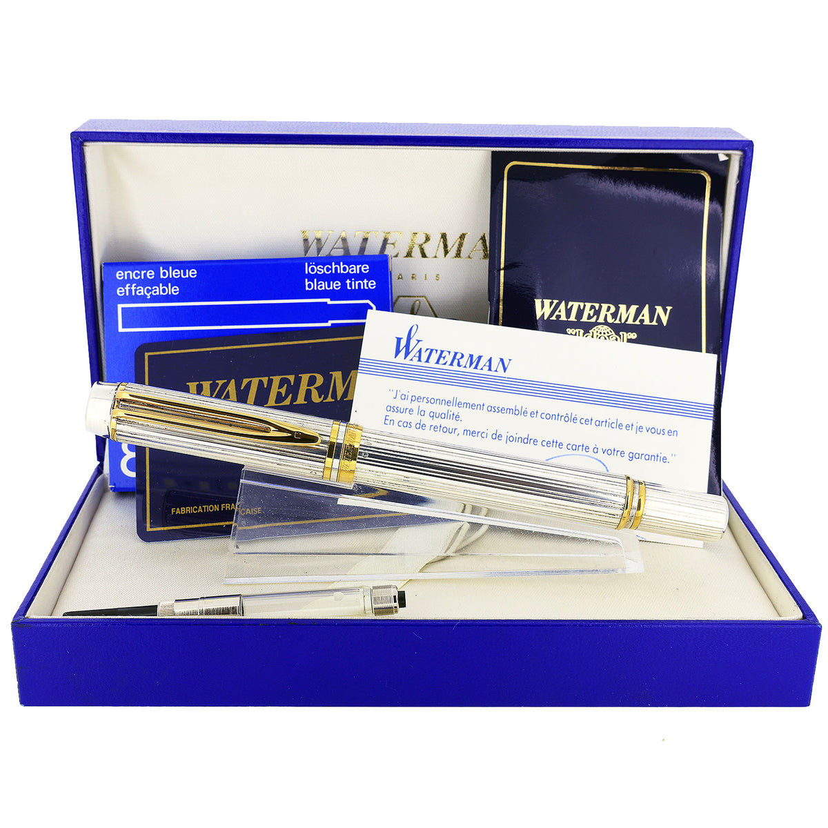 MINT 1989 WATERMAN LE MAN 100 STERLING SILVER GODRON PATTERN 18K MED N