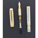 MINT 1989 WATERMAN LE MAN 100 STERLING SILVER GODRON PATTERN 18K MED NIB FOUNTAIN PEN WITH BOX/PAPERS OFFERED BY ANTIQUE DIGGER