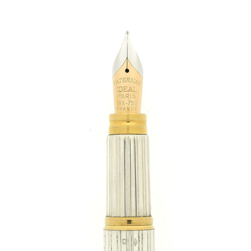 MINT 1989 WATERMAN LE MAN 100 STERLING SILVER GODRON PATTERN 18K MED N