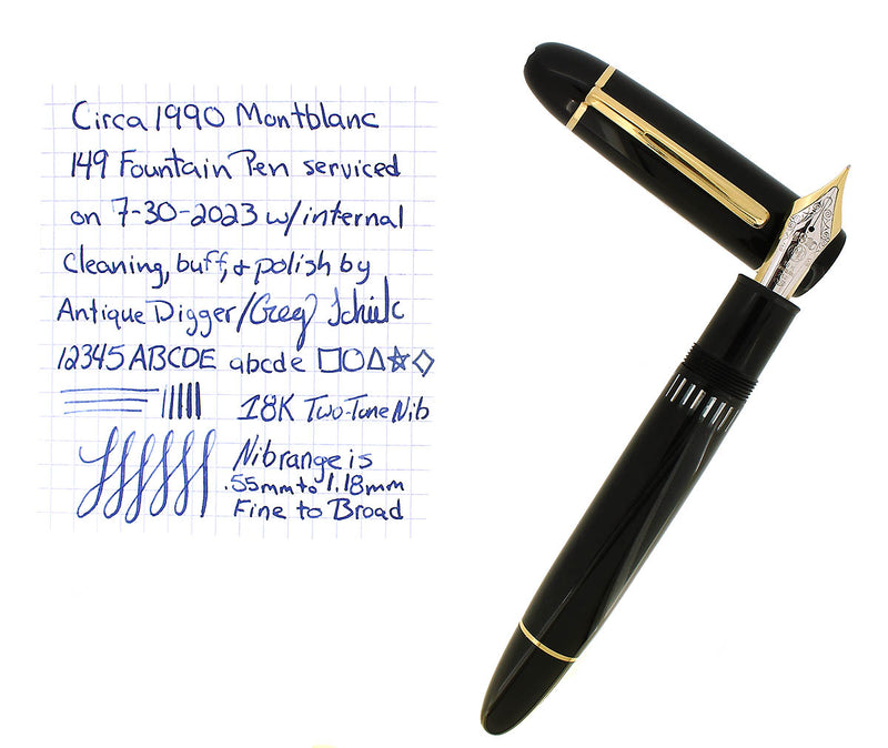 1990 MONTBLANC MEISTERSTUCK N°149 WEST GERMANY 18K NIB FOUNTAIN PEN RESTORED OFFERED BY ANTIQUE DIGGER