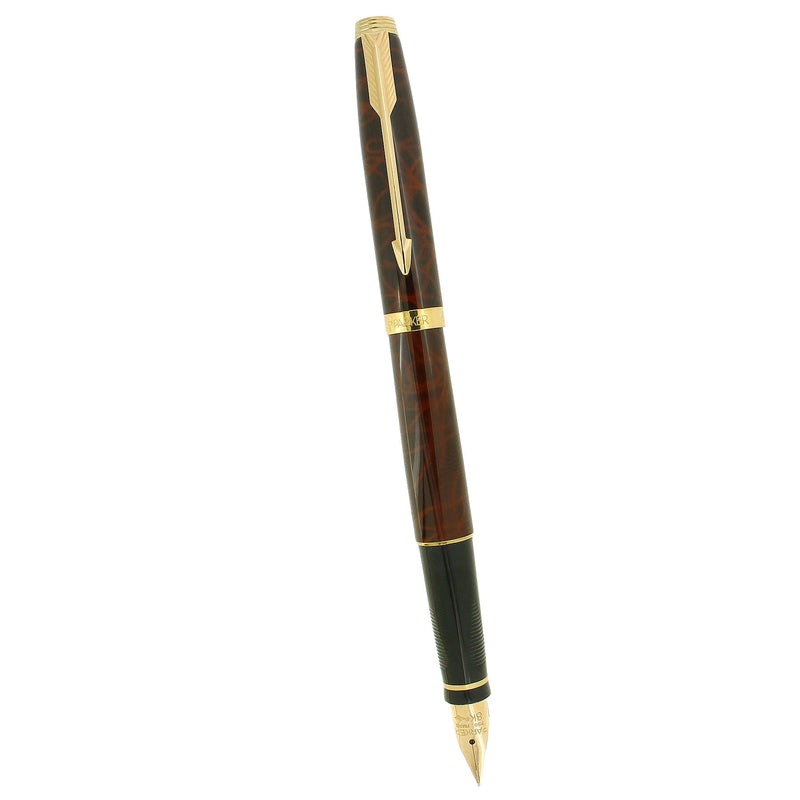 1982 PARKER 75 BROWN LAQUE 18K FINE NIB FOUNTAIN PEN NEVER INKED BOXED OFFERED BY ANTIQUE DIGGER