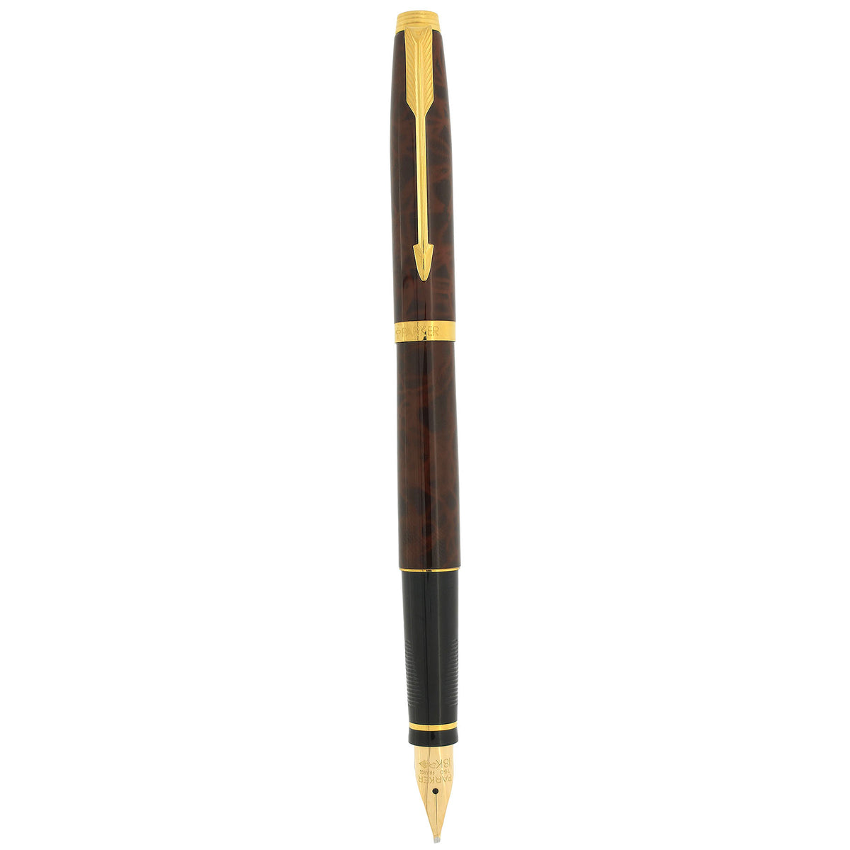 1990 PARKER 75 THUYA BROWN LACQUER 18K BROAD OBLIQUE ITALIC NIB FOUNTA