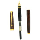 1990 PARKER 75 THUYA BROWN LACQUER 14K BROAD OBLIQUE ITALIC NIB FOUNTAIN PEN NEVER INKED OFFERED BY ANTIQUE DIGGER